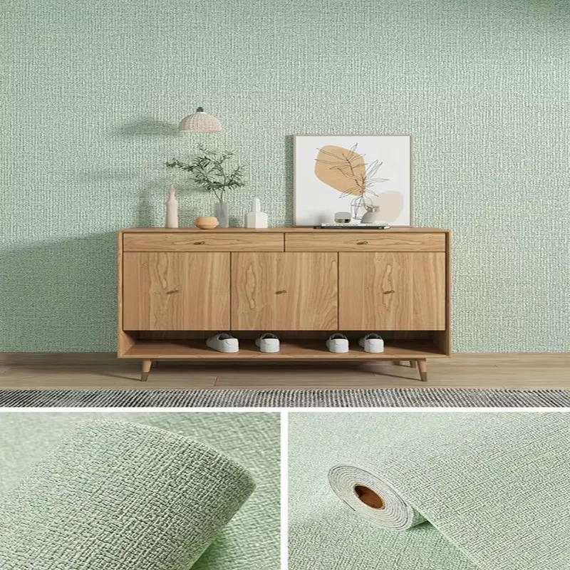 50cmX2.8/10m Linnen 3D Schuim zelfklevend PVC Effen Kleur Verdikte Waterdichte Achtergrond Muur Renovatie behang Muurstickers
