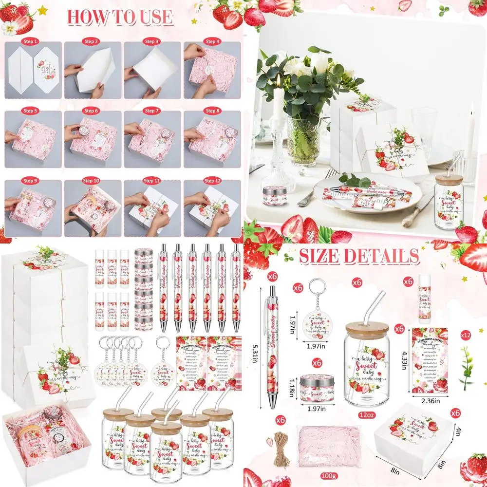 حزمة جائزة استحمام الطفل مكونة من 72 قطعة: أكواب زجاجية وأقلام أحمر الشفاه والشموع وسلاسل المفاتيح والمزيد للهدايا الممتعة #1