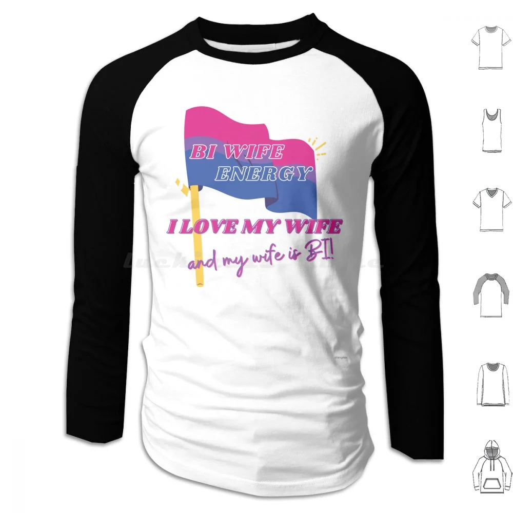 Bi Wife Energy Pride Flag Outlined Hoodies Long Sleeve Bi Bigirl Bi Girl Pride Rainbow Not Rainbow Love No Lie Lie Cute