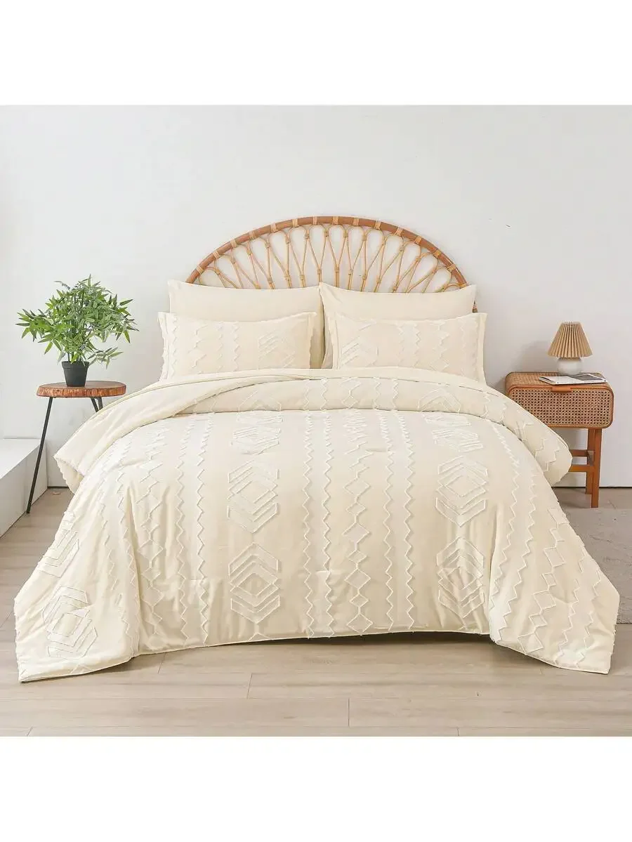 7-Piece Cozy Cut Flower Comforter Sets Queen - Soft Microfiber, Lightweight, Breathable - Twin/Full/Queen/King Summer Bedding - view 5