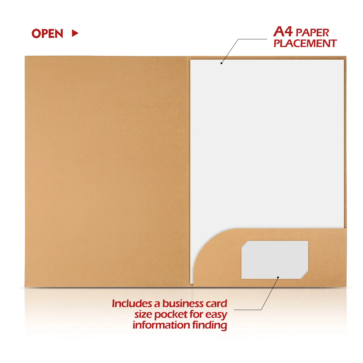 20Pcs A4 Kraft Paper File Folder Set Strong Tear Resistant for Office School Use Label Names Topics Save Time Search Papers