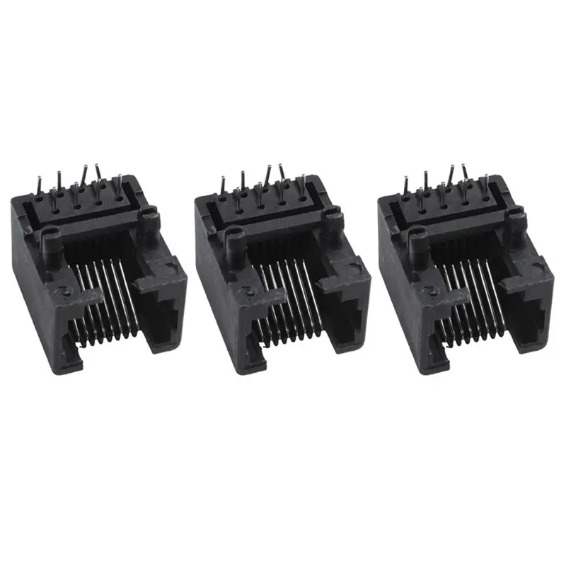 X64A-60Pcs RJ45 8P8C Computer Internet Network PCB Jack Socket Black
