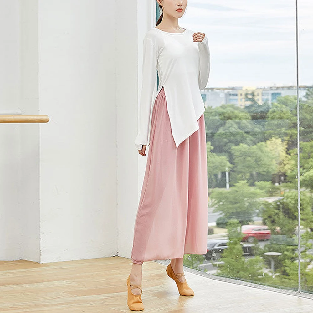 

Gym Yoga Dance T Shirts S-2XL Aesthetic Top Women Clothing Solid Color Decoration Shirt Woman Full Sleeve O Neck Elastic T-shirt