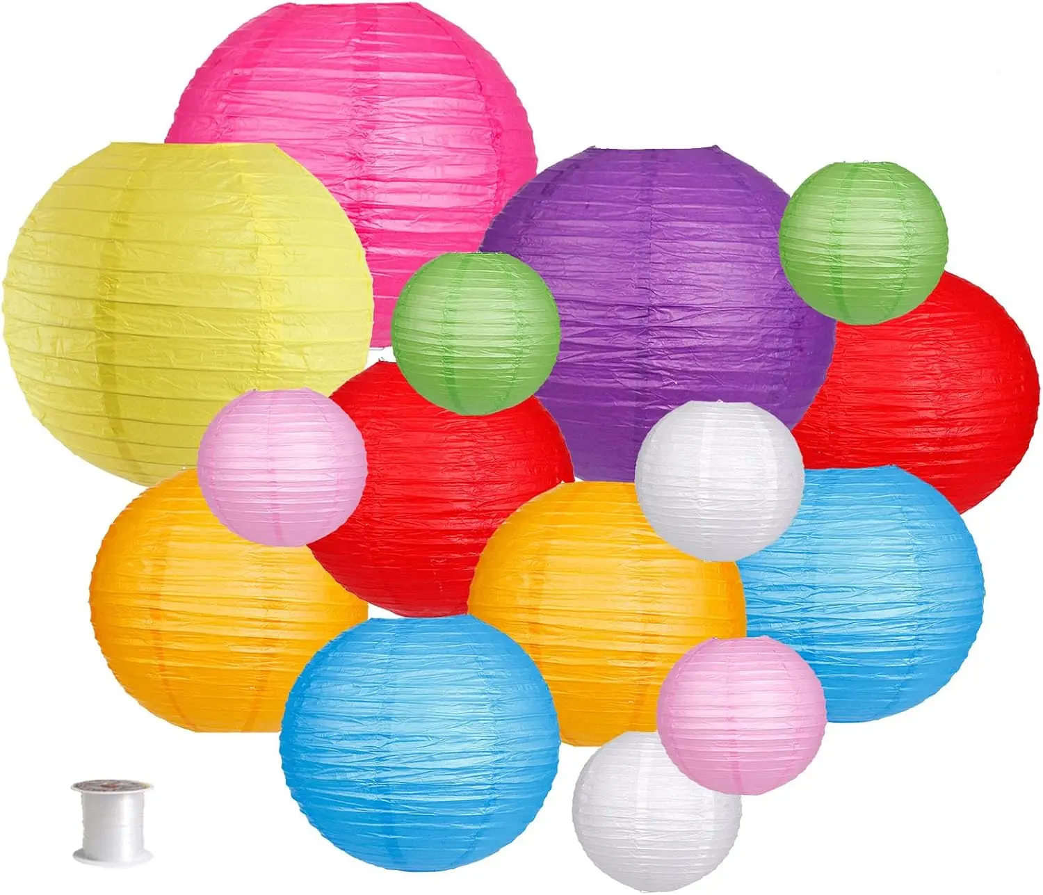 

Round Hanging Paper Lanterns for Wedding Rainbow Birthday Party Mexican Fiesta Decorations Colorful 15pcs
