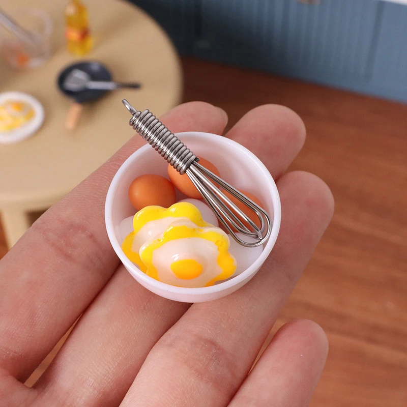 10Pcs/set Dollhouse Miniature Simulation Mini Bowl Egg Fryer Egg Beater Food Modle DIY Doll House Accessories Furniture Decor