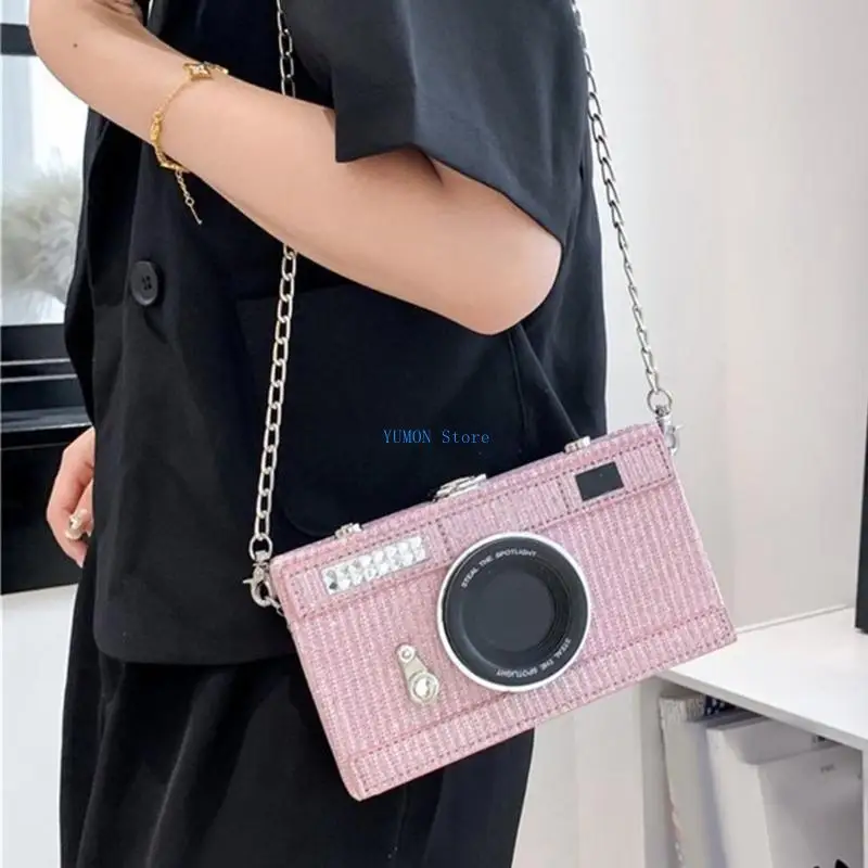 

D0UD PU Leather Crossbody Bag for Women Camera Box Messengers Bag Small Square Bag Chain Strap Shoulder Bag Envelope Bag