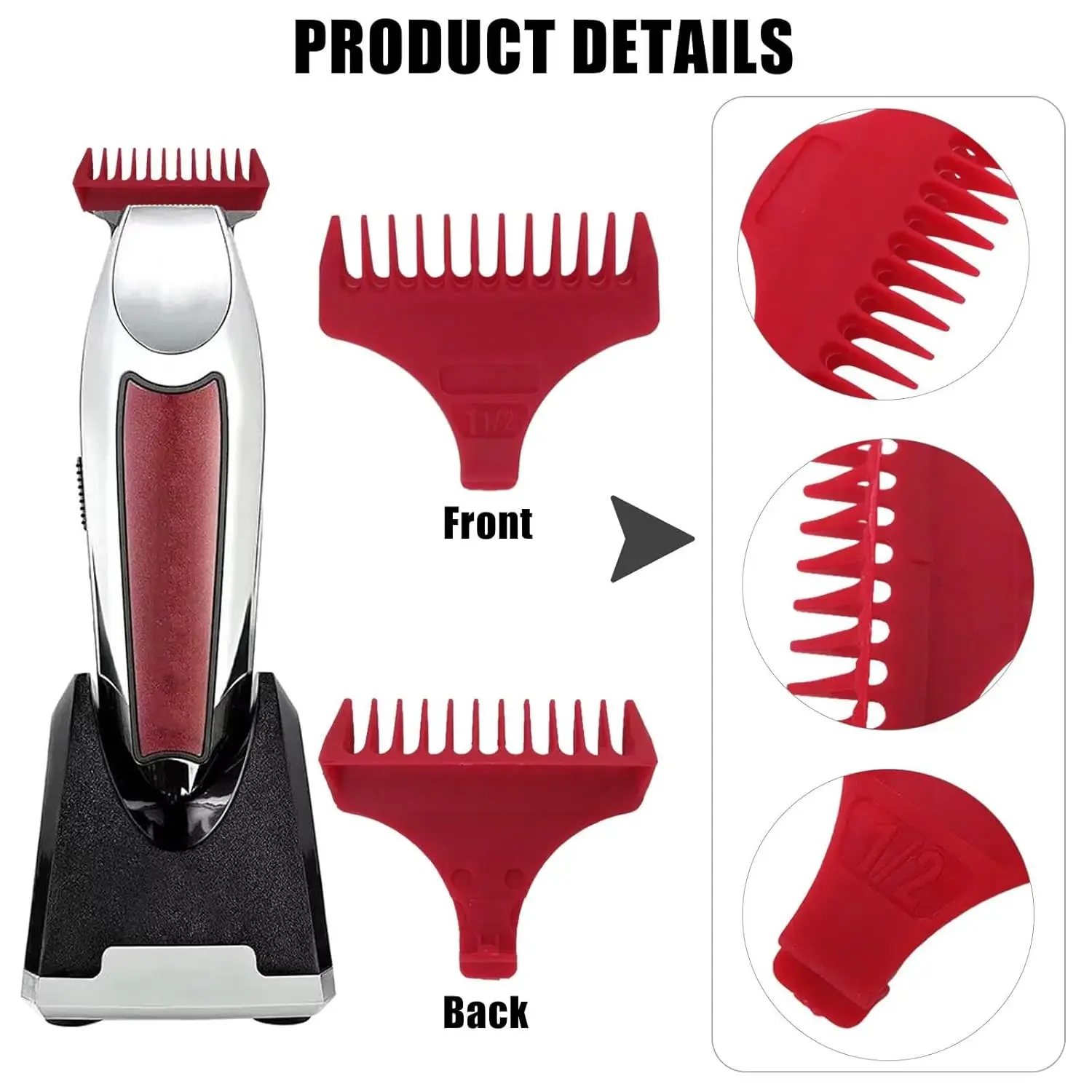 Trimmer Guides Replacement Red Combs for Wahl T Blade Wide #3792 – for 5 Star Detailer #2215