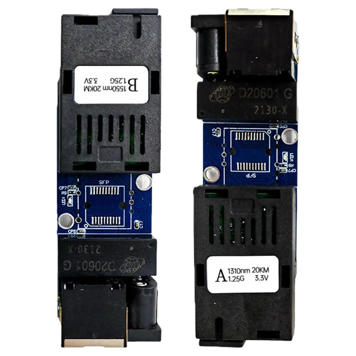 Y1855A*☀▃Supper Mini FTTH 1 Pair Gigabit Fiber Optical Media Converter 100/1000Mbps Single Mode Single Fiber SC Port 20KM PCBA