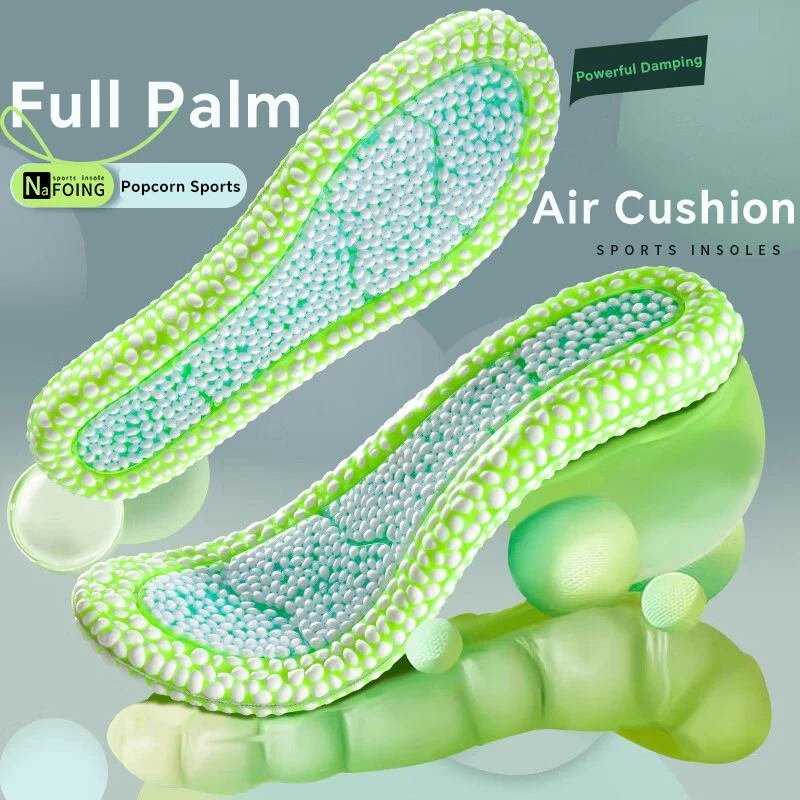 1 Pair New Sport Insoles For Shoes High Elasticity  Air Cushion Shock Absorbing Sole Pad Super Soft Sneakers Soles
