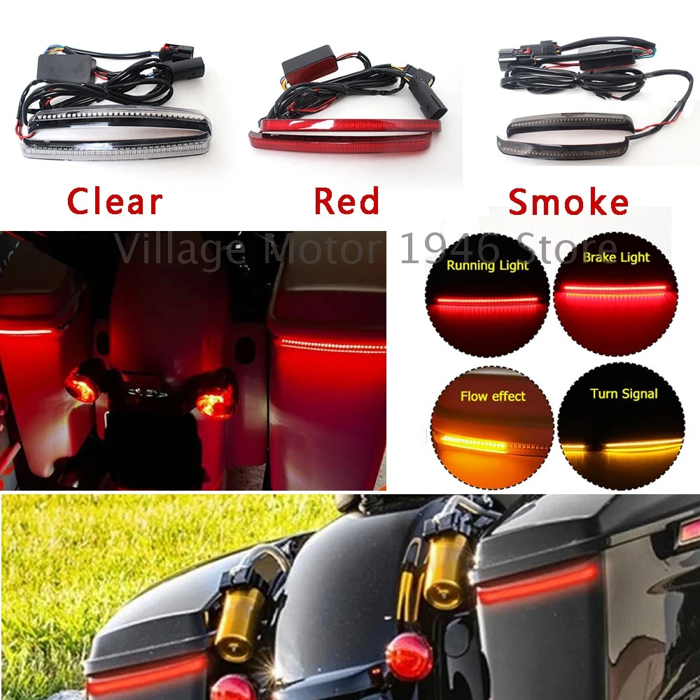 Motocykl LED hamulec sakwa płynący sygnał skrętu akcent światło do motocykla Harley davidson Touring Road King przemieszczanie się po ulicy CVO 2014-2023