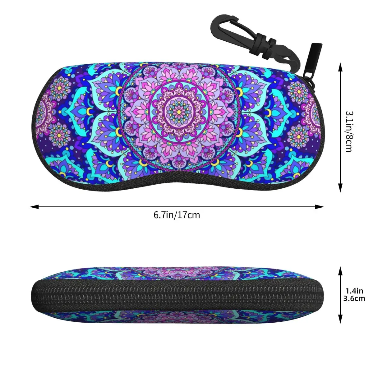 Custom Bohemia Ethnic Mandala Flower Pattern Eyeglass Glasses Case Women Men Soft Sunglasses Protective Bag