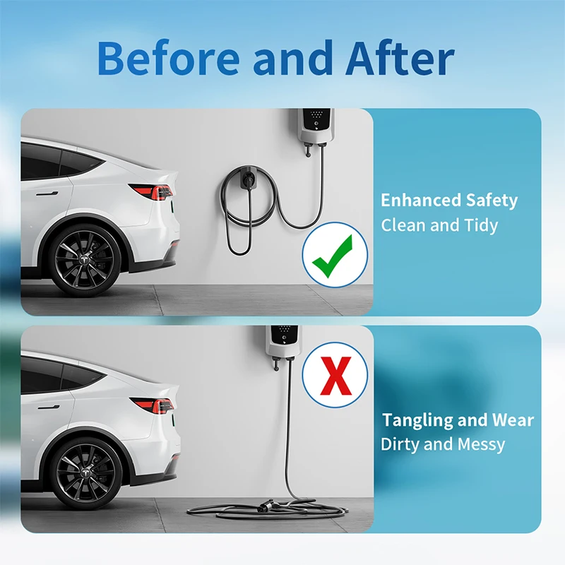 EV Charger Cable Holder For Type 1 / J1772 Electric Car Charging Cable Plug Wallbox Mount Charging Cable Organizer Wall Mount view 3