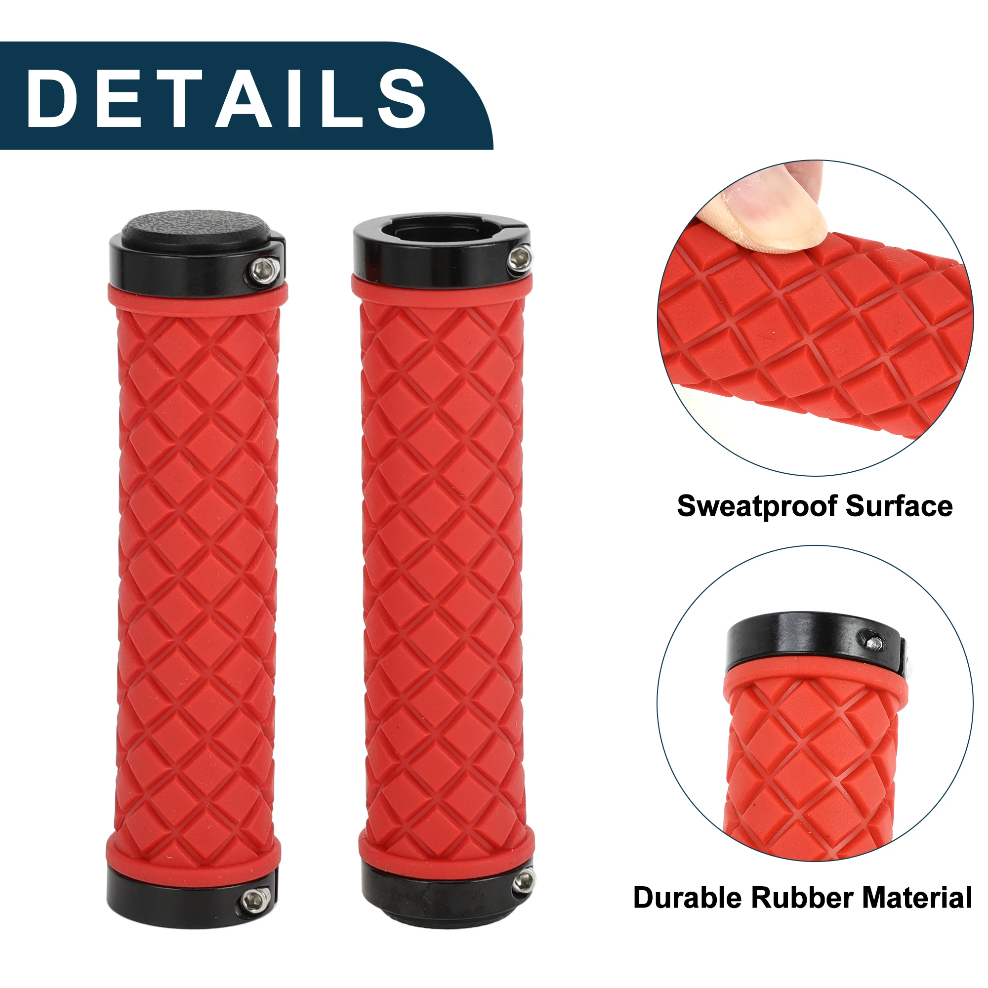 X Autohaux غطاء مقبض مقود الدراجة 128 مم خفيف الوزن MTB End Grips Protector أحمر مجموعة واحدة #3