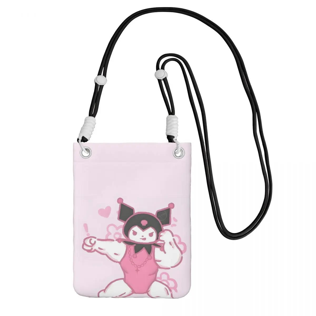 

Custom Kuromi Smart Phone Wallet With Strap Little Devil Crossbody Bag Men Women Traveling Mobile Phone Bag