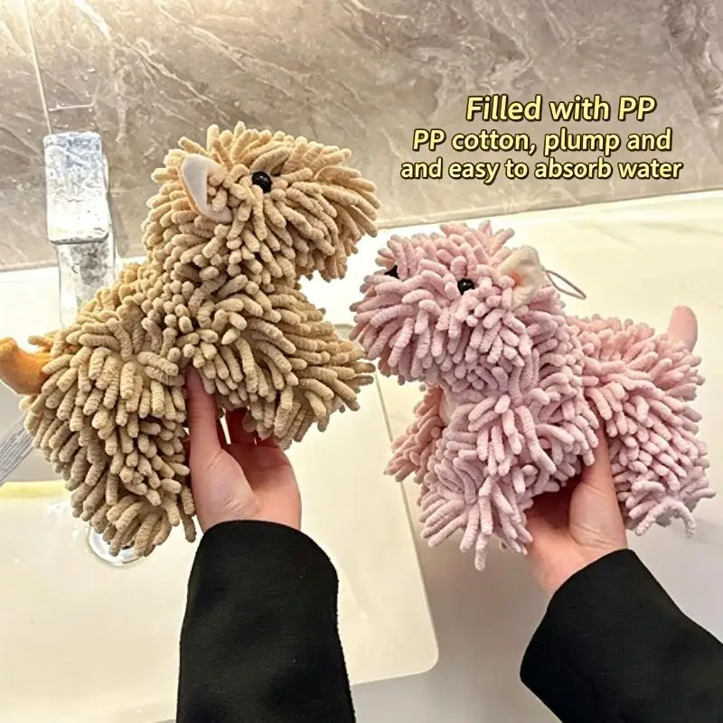 〔bgs3〕toalha-de-mao-de-chenille-fofa-com-desenho-de-cachorrinho-para-cozinha-e-banheiro-de-pendurar-na-parede-super-absorvente