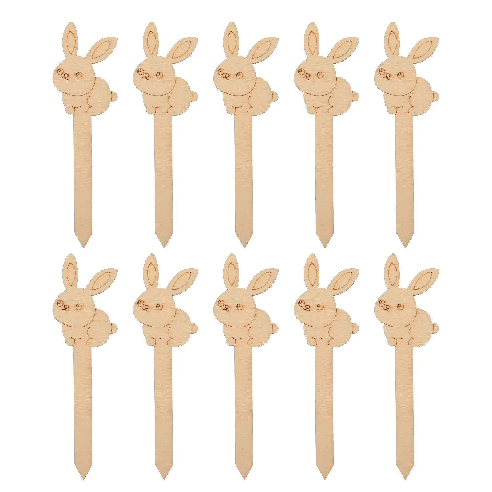 

10 Pcs Wooden Bookmarks Easter Rabbit Bunny Blank Tags Page Separators Sturdy Gifts Students Teachers Readers