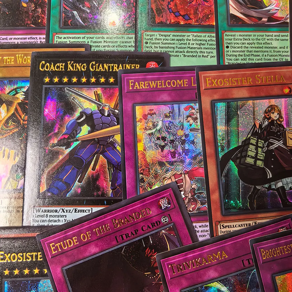 72 szt. Karty YU GI OH ze złotą literą Proxy Błyszcząca struktura konkursowa Tyler Kurikara Markowe karty Yugioh w języku angielskim