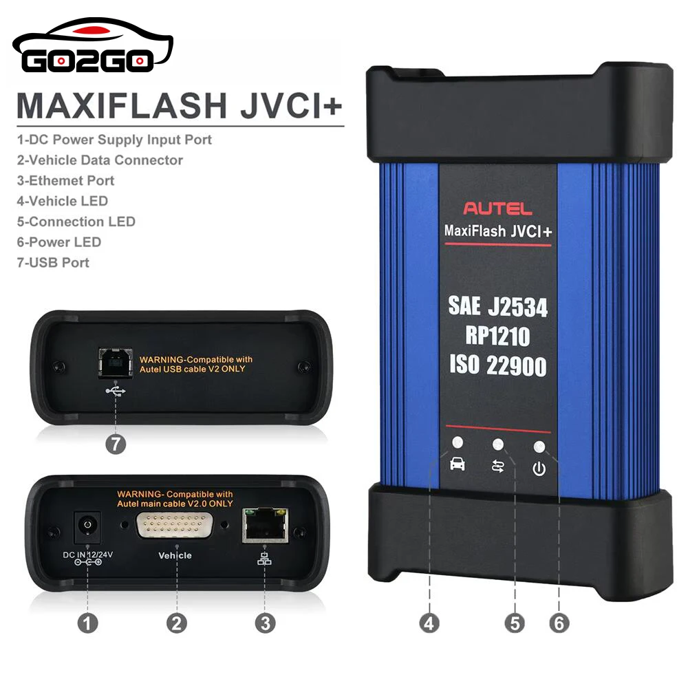 Autel MaxiFlash JVCI+ J2534 Pass-Thru ECU Programming Driver with CAN FD & DoIP Protocol For Autel MaxiIM IM608 II / Laptop / PC