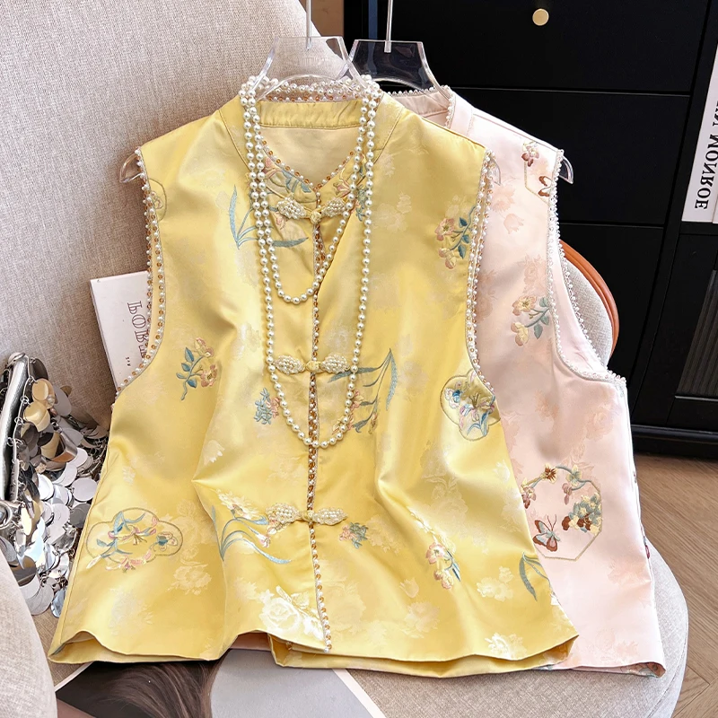Gilet Svel da donna in seta ricamato Capispalla autunnale Faion Top corto tradizionale cinese con bottoni
