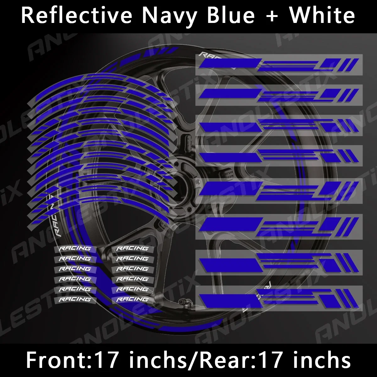 Reflektierende Motorrad-Radaufkleber, Nabenaufkleber, Felgenstreifen, 43,2 cm, für Yamaha, Honda, Kawasaki, Suzuki, BMW, KTM, Husqvarna, Triumph