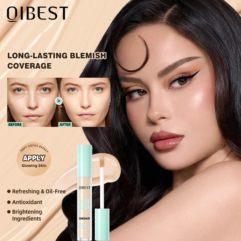 QIBEST Vloeibare Concealer Matte Hoge Dekking Waterdichte Olie Controle Hydraterende Langdurige Concealer Professionele Gezichtsmake-up