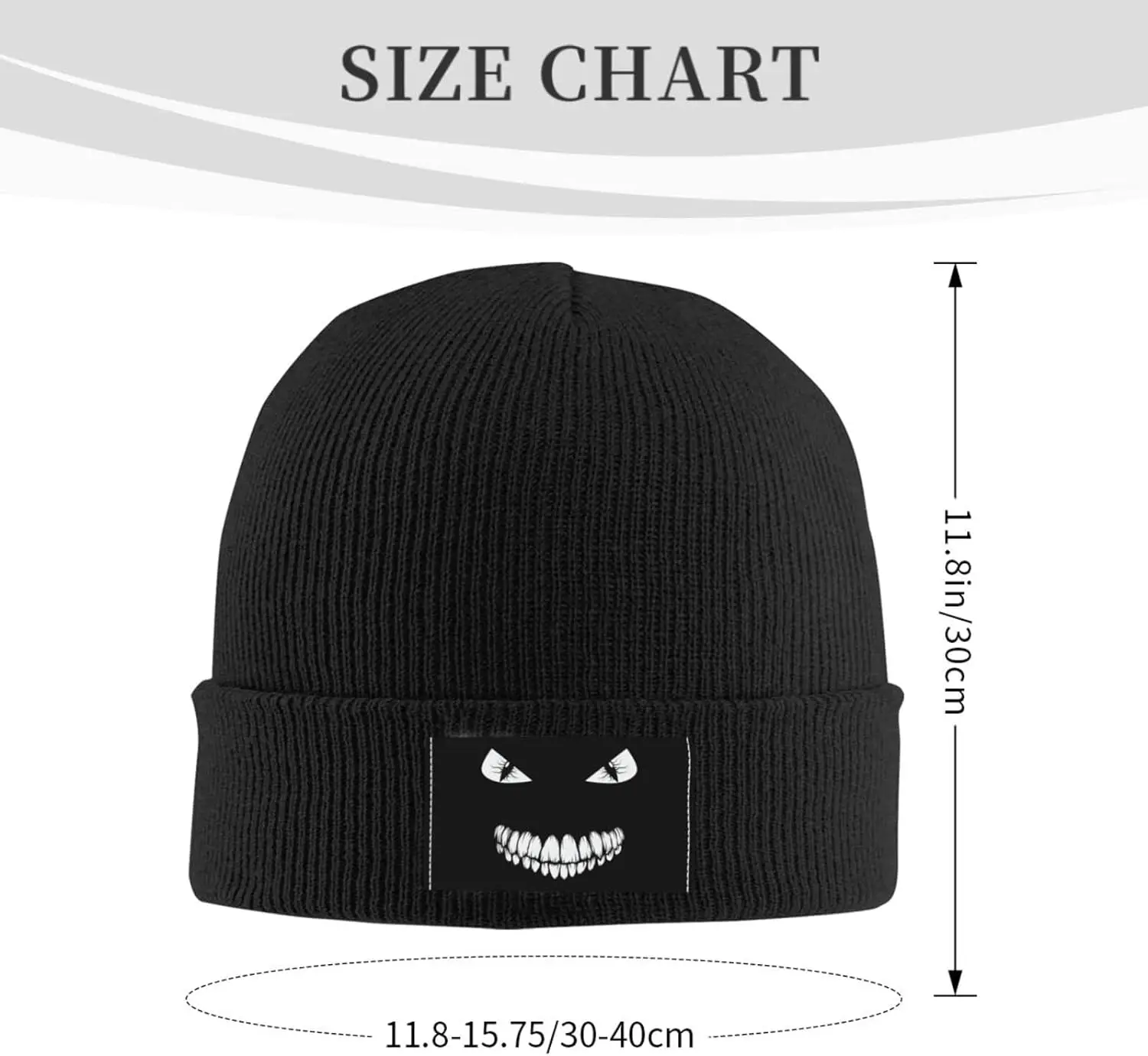 Evil Eyes Teeth Funny Beanie Hats for Men and Women Acrylic fiber Winter Soft Cozy Warm Stretch Thick Trendy Beanies Hats Black