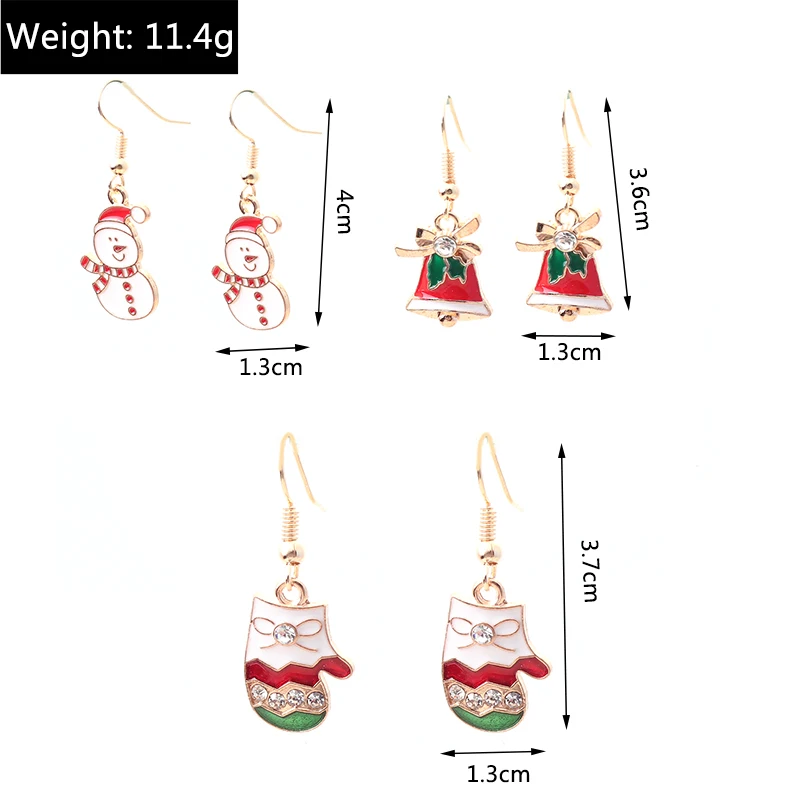 Modische Weihnachts-Ohrhänger für Damen, Emaille-Ohrringe mit Weihnachtsbaum-, Schneemann-, Hirsch- und Glockenmotiven, Hängeohrringe für Mädchen, Party- und Festgeschenk – Detail 4