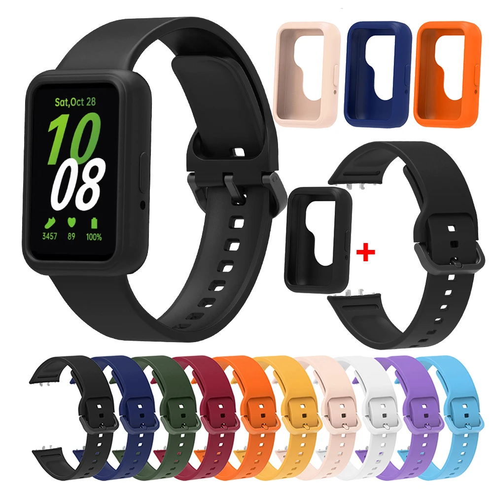 Silicone Strap+Protective Case For Samsung Galaxy Fit 3 Fit3 SM-R390 Bracelet Wristband Smartwatch Band