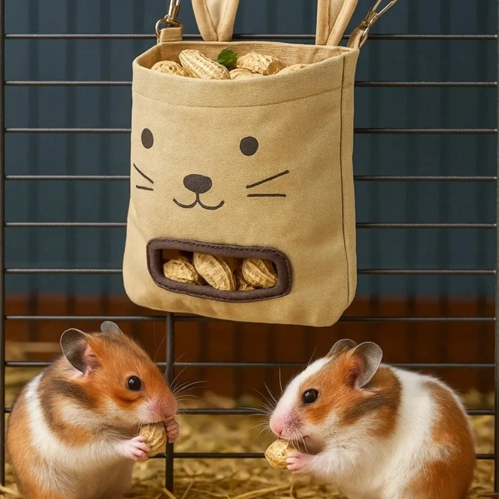 Hanging Design Guinea Pig Feeder With Hooks 2/3holes Forage Bag Storage Holder Bunny Design Hay Feeder Bunny Feeding