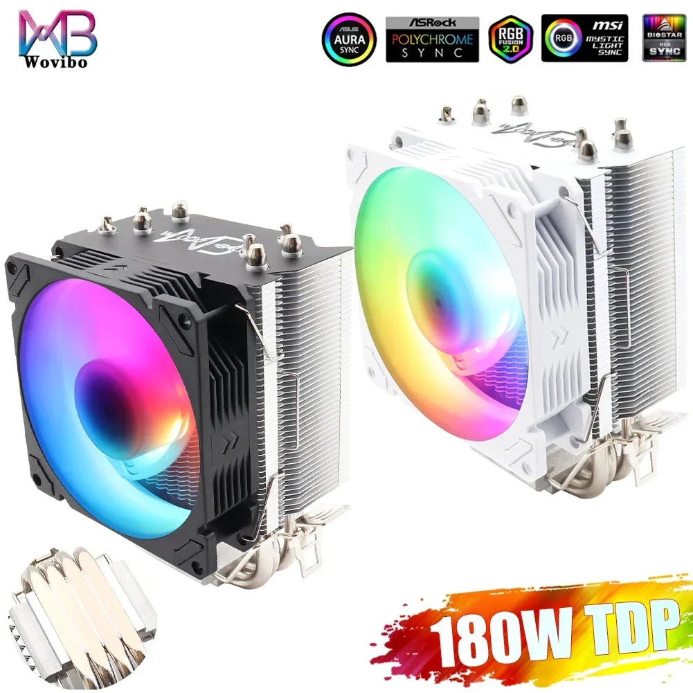 

Wovibo 4 Heat Pipe CPU Cooler Fan ARGB RGB Intel 115x 1200 1700 2011 X79 X99 AMD AM4 AM5 PWM 4PIN Radiator Ventilador