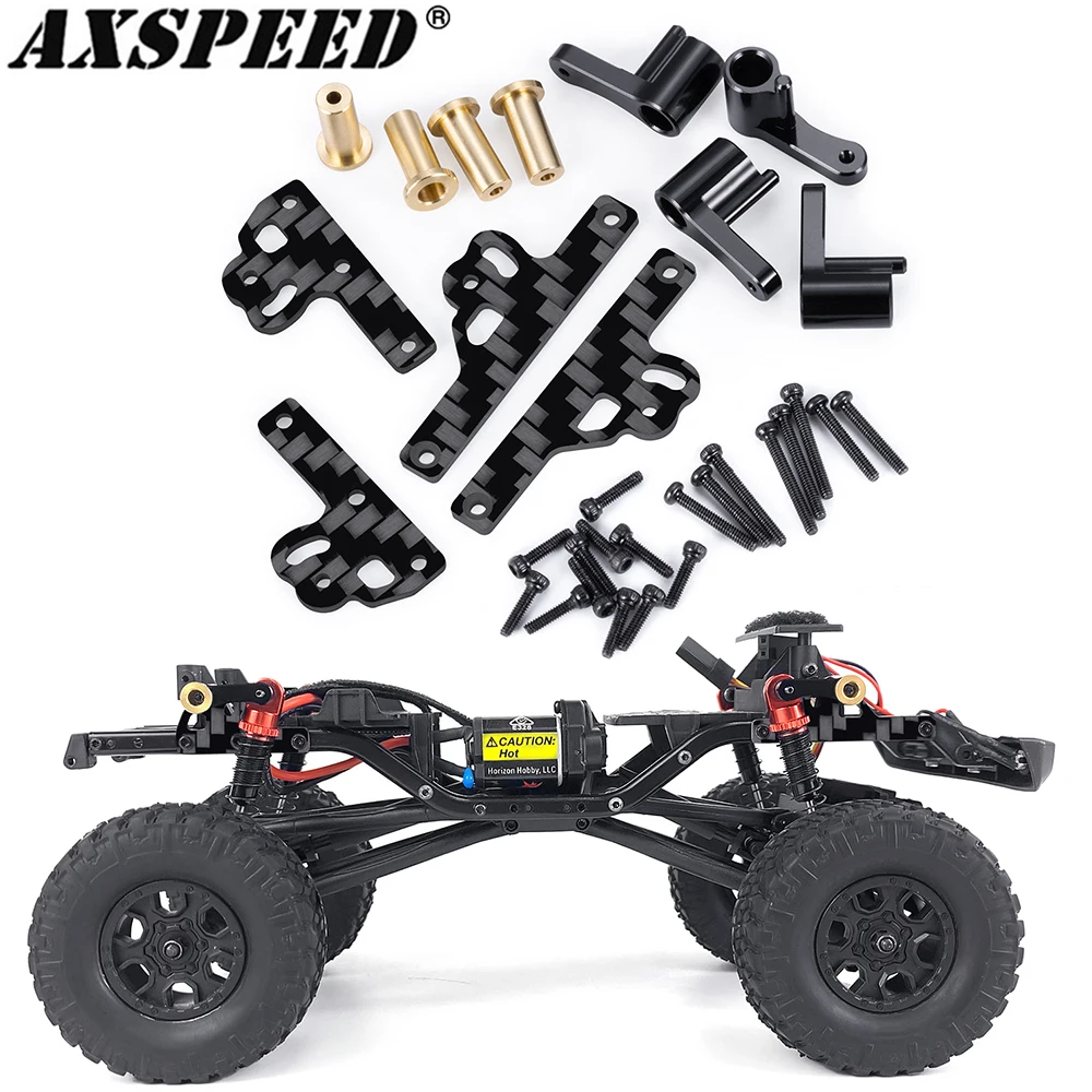 AXSPEED Aluminum & Carbon Fiber Flex Blades Suspension Travel Extension Shock Absorber Mount for 1/24 Axial SCX24 Upgrades