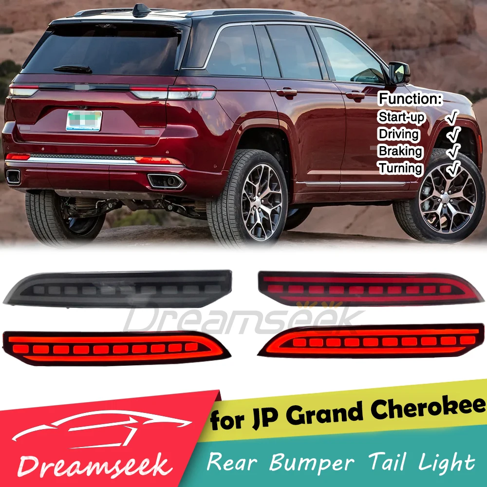 

LED Rear Bumper Tail Light For Jeep Grand Cherokee WL 2022+ Reflector Brake Lamp With Sequential Turn Smoke / Red Lens Taillight