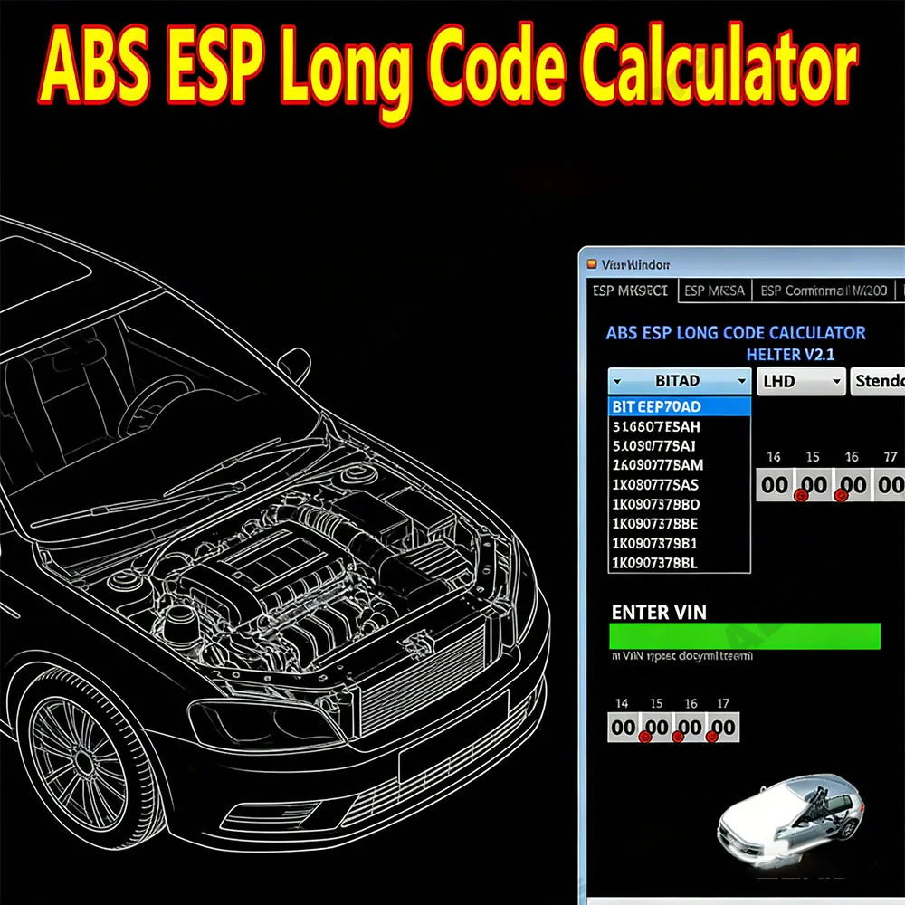 Latest ABS ESP Long Code Calculator Helper MK60EC1 Car Maintenance Tools obd2 scanner software+ unlimited install+ install video