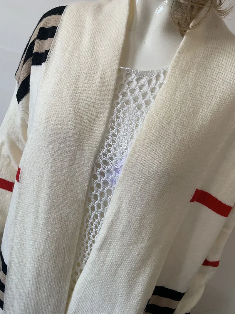 المرأة سترة ربيع الخريف سترة معاطف عادية المشارب سترة مشغولة من الصوف ملابس النساء المتضخم سترة سترة طويلة