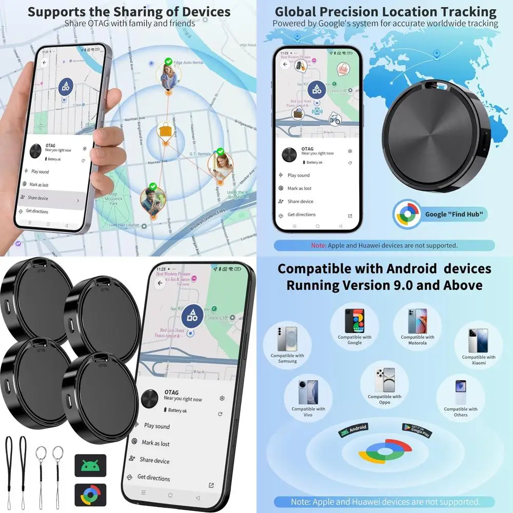 

Смарт-метки с поддержкой Bluetooth 4.0 для отслеживания предметов - Локатор для кошельков, багажа, рюкзаков - Черный