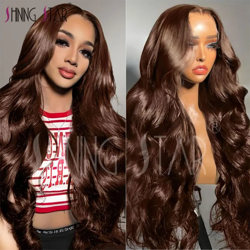 Dark Brown #4 Body Wave 13x4 Lace Frontal Human Hair For Women 13x6 Hd Transparent Lace Human Hair Brazilian Wigs Pre Plucked