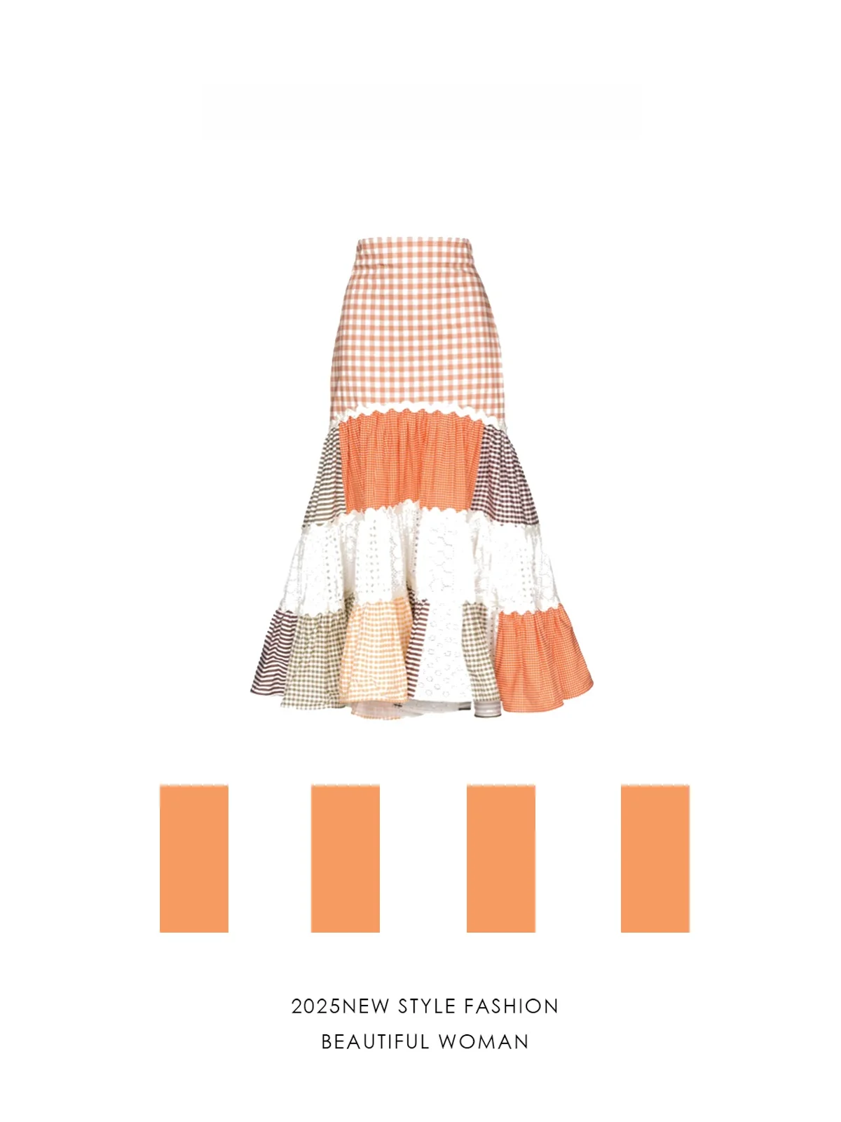 

Женская юбка Knoinghead в клетку, винтажный дизайн с элементами пэчворка, высокая талия, А-силуэт, миди, летние повседневные прямые брюки