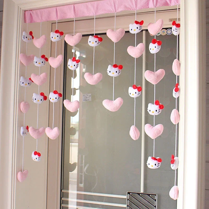 

Sanrio Hello Kitty Door Curtain Cartoon Miniso Bowknot Hanging Curtain Children Room Bedroom Decoration No Need To Punch Holes