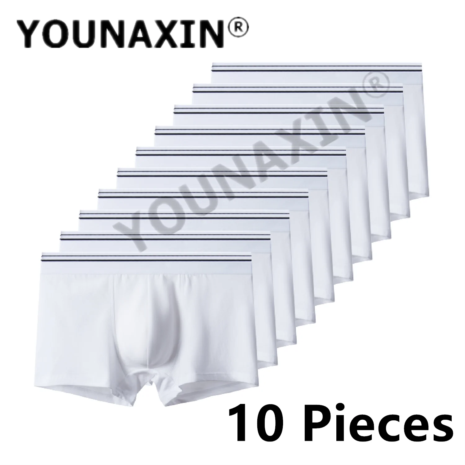 YOUNAXIN 10 Pieces Plus Size Men Underwear Boxers Shorts Knickers Panties Homme White Underpants Cotton Undies