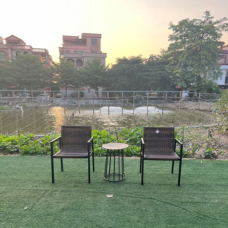 

Outdoor rattan courtyard garden open-air aluminum rattan chair three-piece combination B & B hotel cafe rope