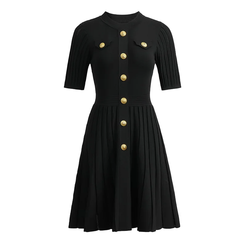 ZJYT New Summer 2026 Fashion Knit Dresses for Women Elegant Short Sleeve Beige Black Casual Daily Party Aline Dress Vestidos - Image 2