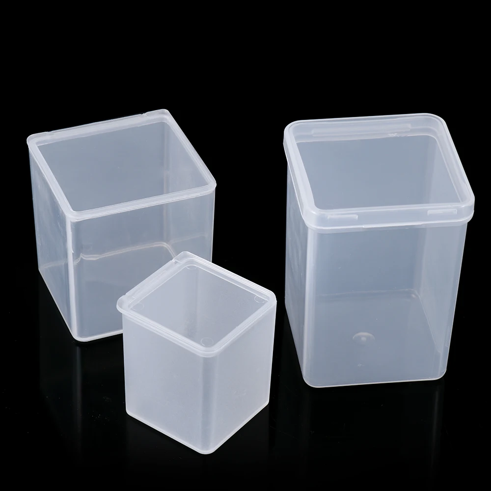 1Pc Small Plastic Beads Containers Transparent Storage Box with Hinged Lid for Items Crafts Jewelry Package Transparent Cases