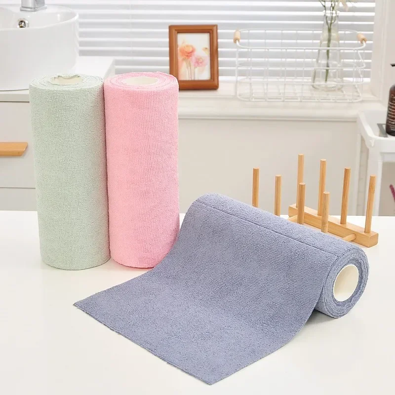 

Reusable Cleaning Wipe Household Kitchen Cloth Microfiber Towel Rolls Dish Rags Wash Paper Towel Replacement 1 Roll of 20 Sheets