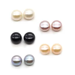 Bread Shape Beads Natural Freshwater Pearls Half Hole  Diy Jewelry Making Women's Earrings Necklace Pendant Accessories