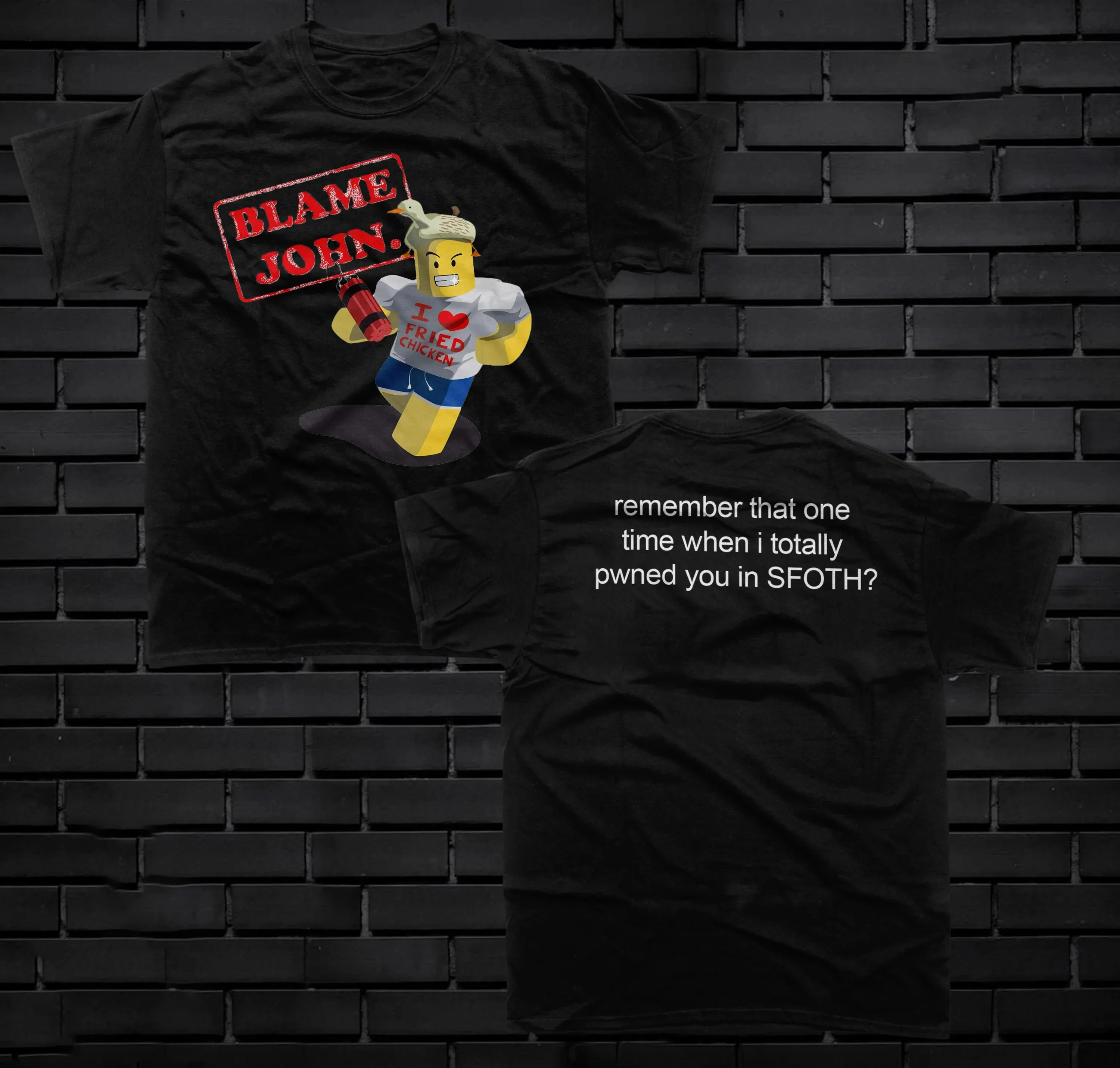 Blame John قميص كارتون مانغا تي شيرت للنساء والرجال كبير الحجم بأكمام قصيرة جون Gaming Blame ملابس عالية الجودة من الأمام والخلف