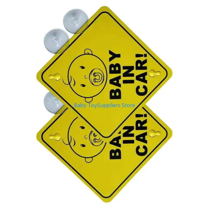 R1WF 2 قطعة ملصق سيارة أطفال عاكس قابل للإزالة مقاوم للماء تصميم علامة تحذير سلامة السيارة للسفر العائلي الليلي #3