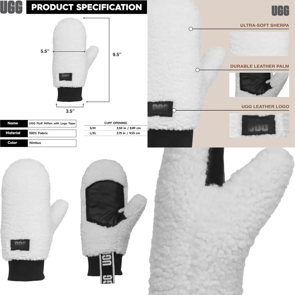 

Women fluff Mitten With Logo Tape