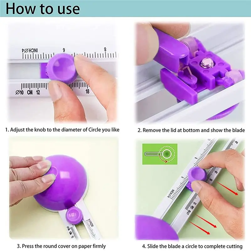 AFOURT-Circle Cutters For Crafts Quarter Round Cutting Tool Round Cutter Violet