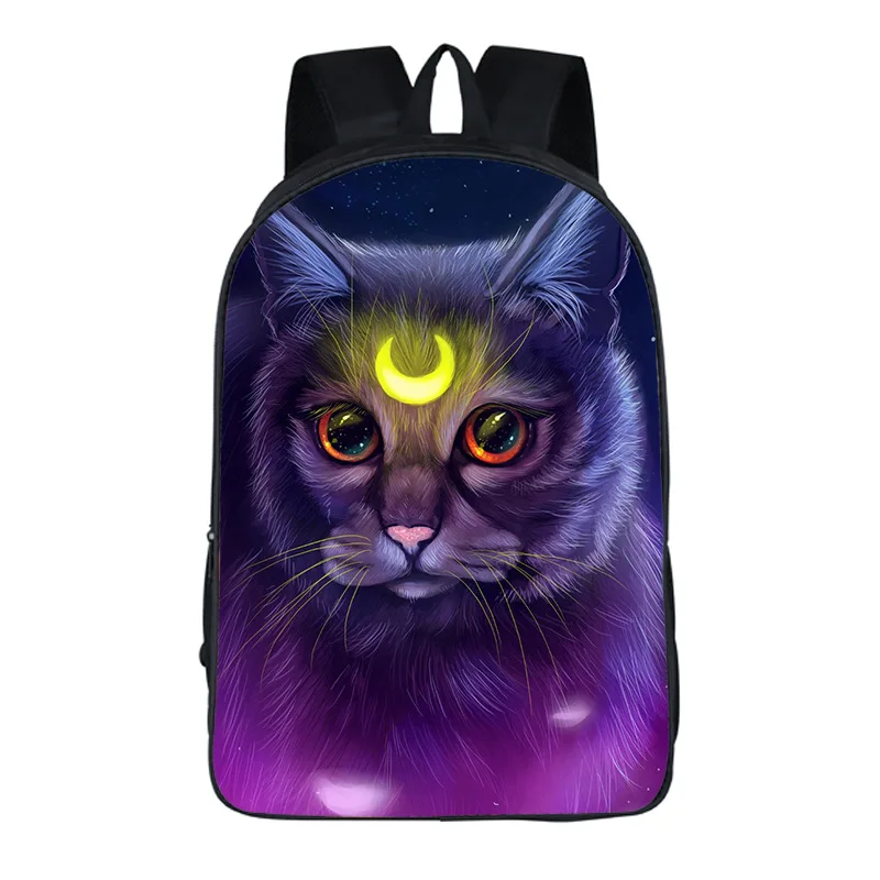 Cartoon Gothic Style Cat Printed Backpack Women Men Comfortable Casual Travel Rucksacks Teenager Boys Girls Storage School Bags