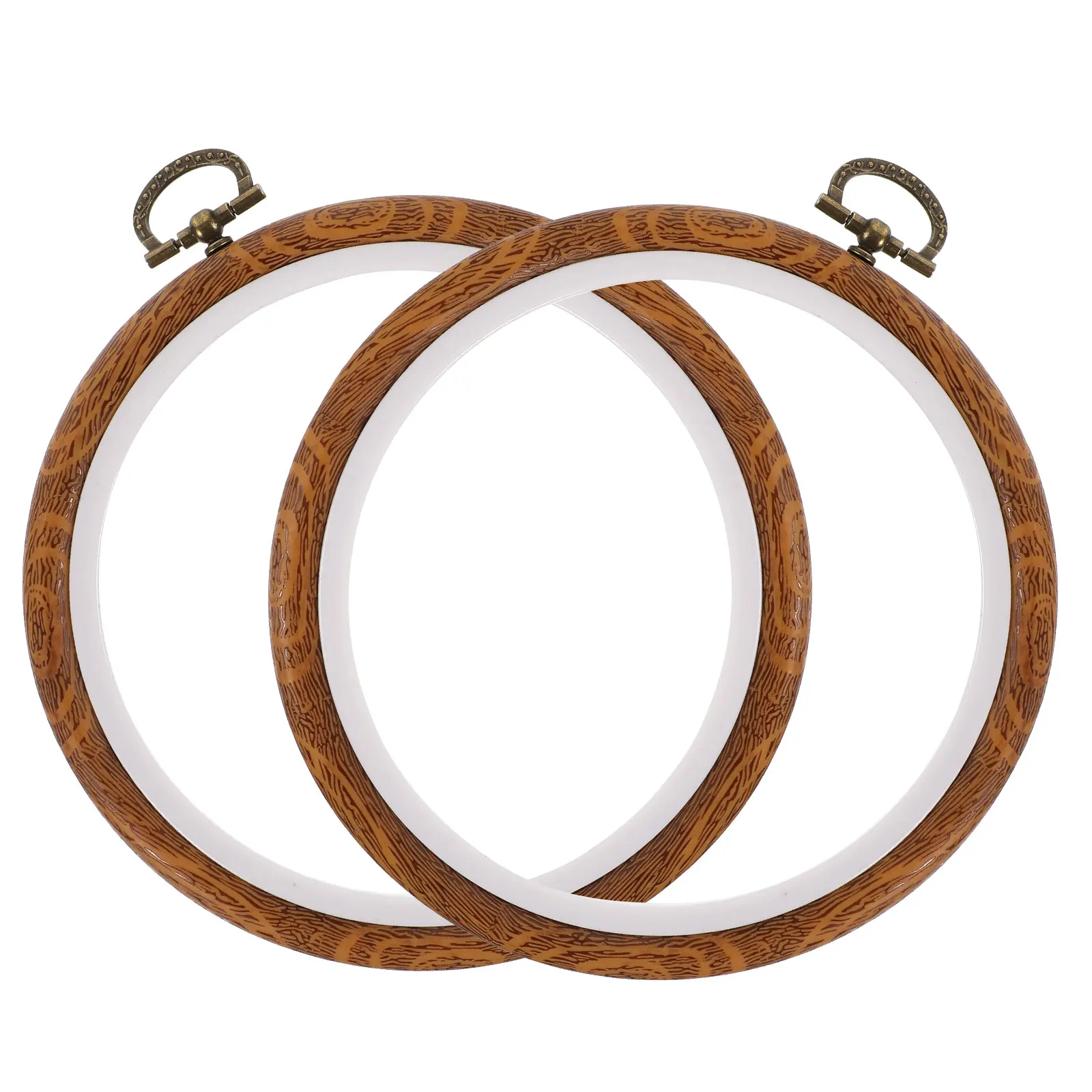 

2Pcs Embroidery Hoops Plastic Circles Imitation Wood Round Rings for DIY Cross Stitch Quilting Wall Wedding Decoration Tool